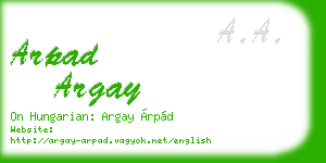 arpad argay business card